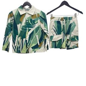 Kith Kids Aop Coach Jacket And Short Green Set Size 8/9, 10/11